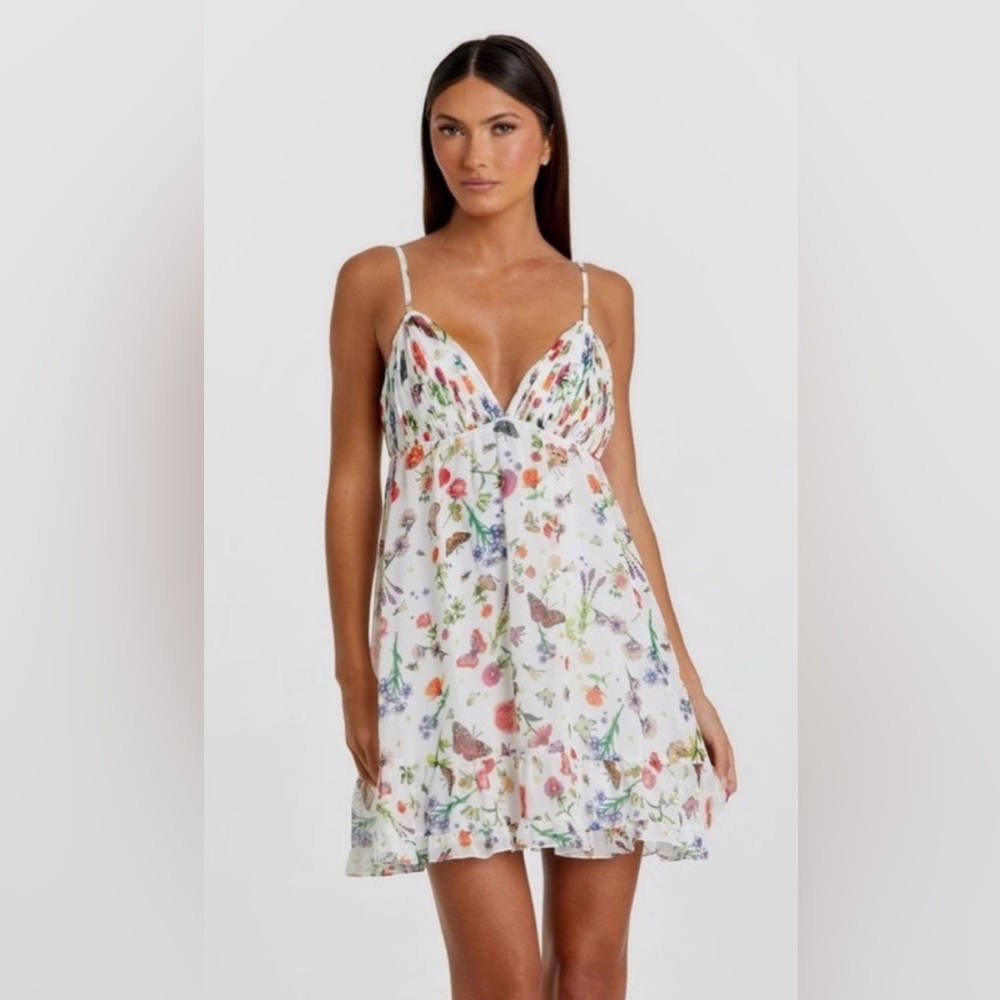 Mac Duggal 70197 Butterfly Print Ruffle Hem Mini Dress